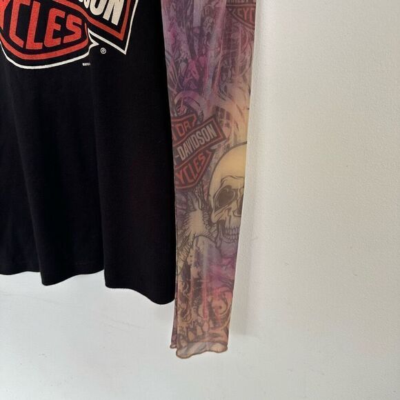 Harley Davidson Women’s 2014 Shiawassee Birch Run, MI Semi Sheer Tattoo Sleeve L - Picture 4 of 8